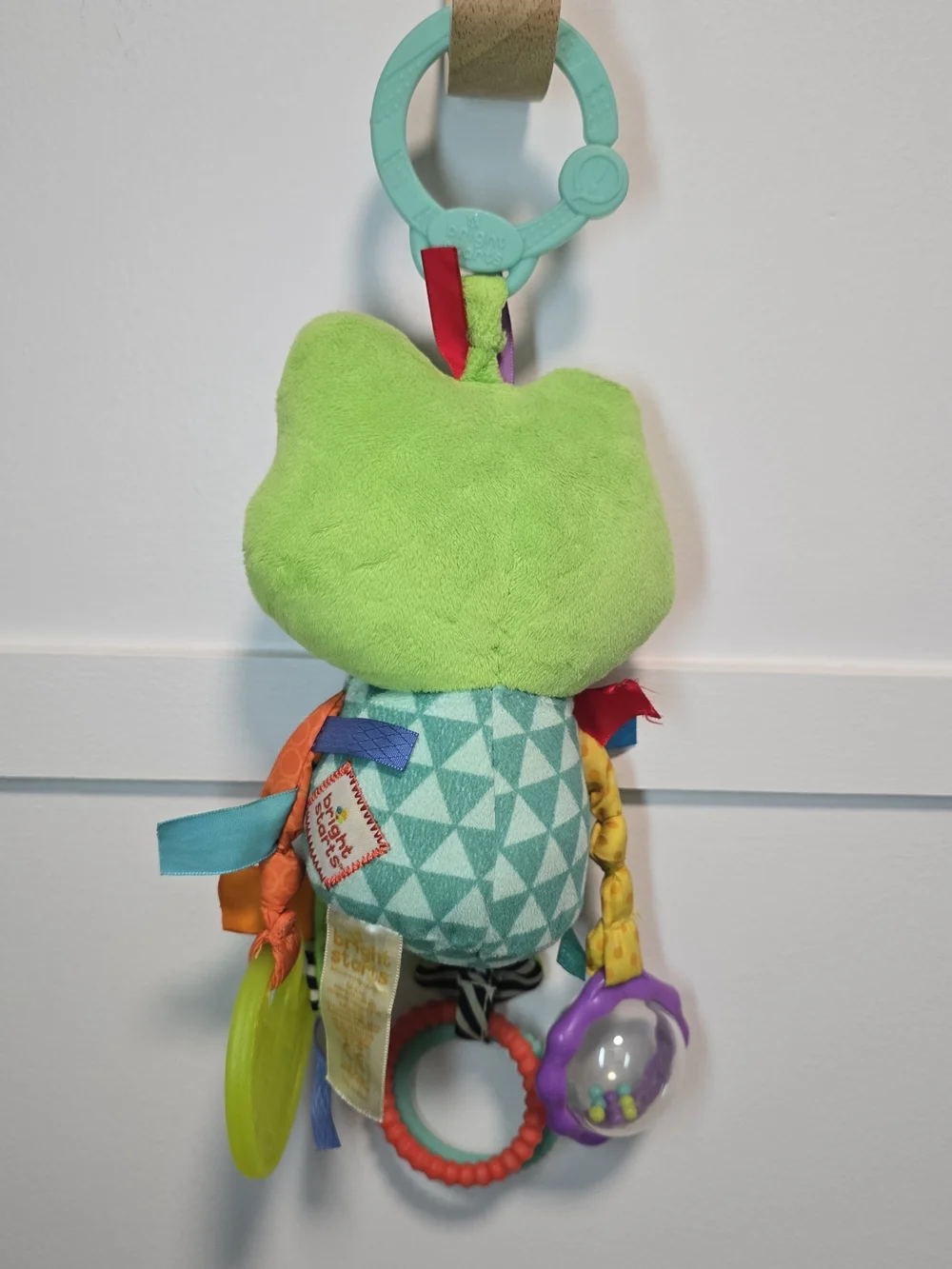 Bright Green Frog Sensory Activity Toy with Mirror and Teethers